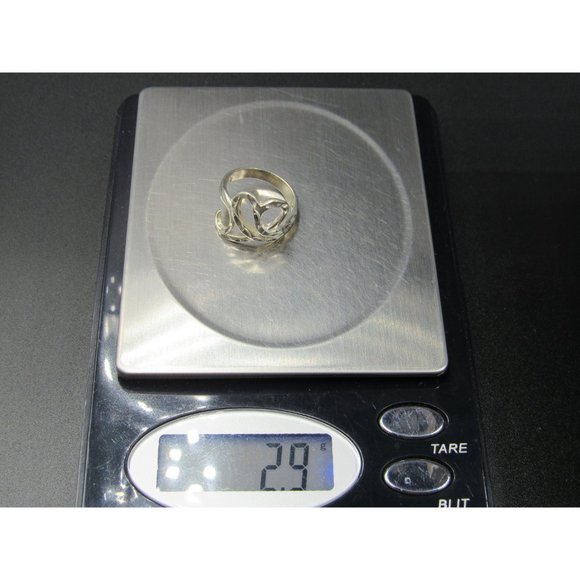 Size 4.5 Sterling Silver Diamond Cut Heart Love Band Ring - Picture 7 of 7